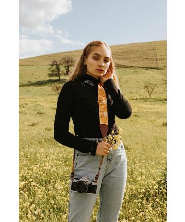 Art Tribute Spring Blossom Flowers Camera Shoulder Strap Belt - Vibrant Design Universal DSLR Strap - Mustard Flowers - Best Gift for Men & Women Photographers - Buy Online on GoSupps.com