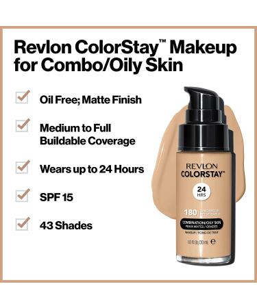 Revlon ColorStay Liquid Foundation SPF 15 for Oily Skin - Matte Finish, Medium-Full Coverage, Dune 295, 1 oz - Buy Online on GoSupps.com