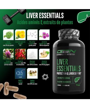 Liver Essentials 180 capsules complexe foie hautement dos avec chardon marie choline NAC artichaut pissenlit schizandra gingembre indol 3 carbinol desmodium rutine vegan - Buy Online on GoSupps.com