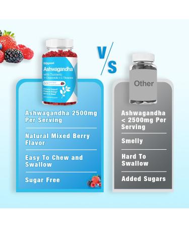 2 Pack Ashwagandha Gummies with L-theanine, Ashwa Root Supplement Gummy for Women Men, 120 Mixed Berry Flavored Gummies Mixed Berry 60 Count (Pack of 2) - Buy Online on GoSupps.com