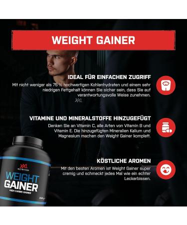 XXL Nutrition Weight Gainer - 2500g Protein Powder for Muscle Mass & Building | EAA BCAA Low Fat - Vanilla Flavor - International Shipping Available - Buy Online on GoSupps.com