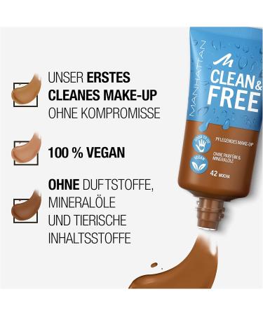  Manhattan Manhattan Clean & Free Skin Tint Fb. 42 Mocha Maquillage Hydratant Vegan 30 ml - Buy Online on GoSupps.com