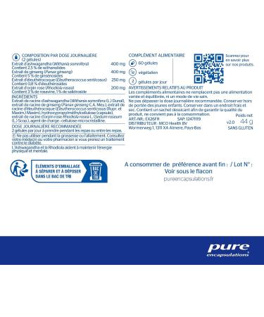 Pure Encapsulations - Energy Xtra - Combination of 4 Plant Extracts - Panax Ginseng Siberian Ginseng & Rhodiola - Physical and Mental Energy - 60 Vegan Capsules - Buy Online on GoSupps.com
