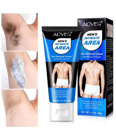 Men's Long-Lasting Sensitive Skin Depilatory Cream - Fast-Acting Painless Hair Removal for Chest Back Arms Legs & Underarms - 2.1fl oz - Buy Online on GoSupps.com