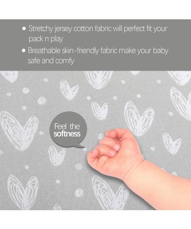 Soft Jersey Cotton Pack n Play Fitted Sheet 2 Pack - White & Grey, Unisex Mini Crib Sheets - Buy Online on GoSupps.com