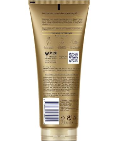 Dove Summer Revived Medium to Dark Gradual Tanning Lotion For a Sun-Kissed Glow Self Tan Body Lotion Tanning Lotion For All Skin Types 6 x 200 ml Gold 200 ml (Pack of 6) - Buy Online on GoSupps.com