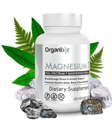 Organixx Magnesium Supplement Natural Calm Magnesium Capsules for Sleep Support Muscle Recovery With Vitamin B6 and Manganese Citrate and Glycinate High Absorption Vegan Non GMO 60 Count