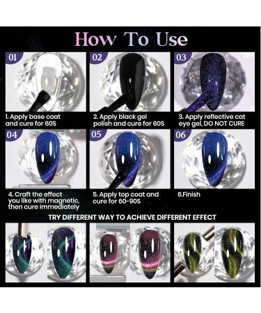 Mizhse Cat Eye UV Gel Nail Polish Set - 6 Vibrant Colors 9D Effect DIY Nail Art | Glitzer & Reflection | 10ml - Buy Online on GoSupps.com