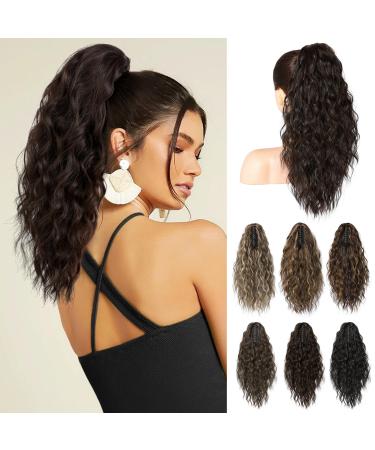 Brikabia ponytail extension ponytail extension hair part with bracket long wavy curly ponytail hair part clip in hair extension for women dark brown - Buy Online on GoSupps.com