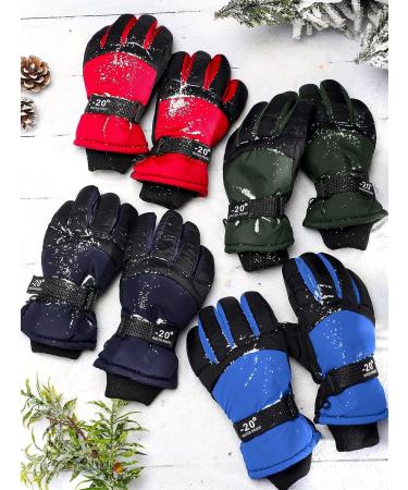Eurzom 4 Pairs Kids Winter Ski Snow Gloves - Waterproof & Windproof - 5-8 Years - Red, Blue, Black, Navy Blue - Buy Online on GoSupps.com