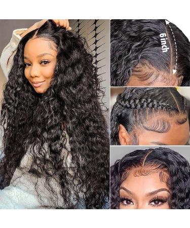 Poghes 13x6 Water Wave Lace Front Wigs Human Hair 180% Density HD Lace Front Wigs Human Hair Pre Plucked Wigs For Black Women Human Hair Deep Wave Lace Front Wigs Human Hair with Baby Hair (24 Inch) 24 Inch 13x6 Water Wa...