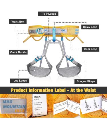 Enjohos Climbing Belt - Fall Protection Safety Waist Strap for Mountaineering & Outdoor Activities - Gray Yellow (M) - Buy Online on GoSupps.com