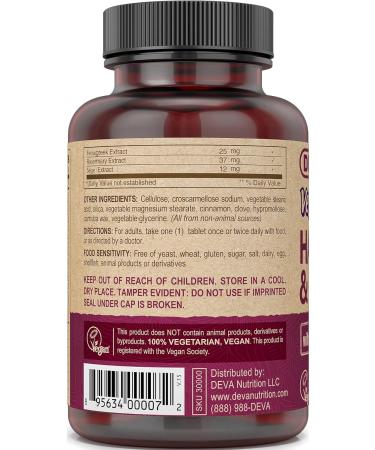 DEVA Vegan Hair, Nails & Skin Supplement - 90 Tablets | 500 mcg Biotin - Buy Online on GoSupps.com