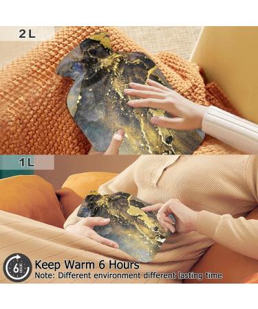 Oarecol Hot Water Bottle with Glitter Black Marble Colorful Stone 1L | Versatile Hot & Cold Compress Bag with Cover - International Shipping Available! - Buy Online on GoSupps.com