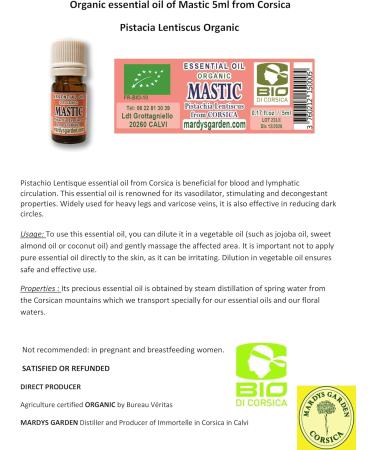 Organic Mastic Essential Oil 5ml | 100% Pure & Natural | Pistacia Lentiscus from Corsica - International Shipping Available - Buy Online on GoSupps.com