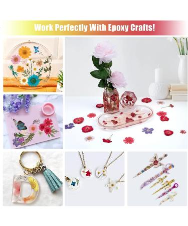 Dried Pressed Flowers for Resin & DIY Crafts - 185 Pcs Natural Dry Flowers with Plastic Case & Butterflies Yellow - Buy Online on GoSupps.com