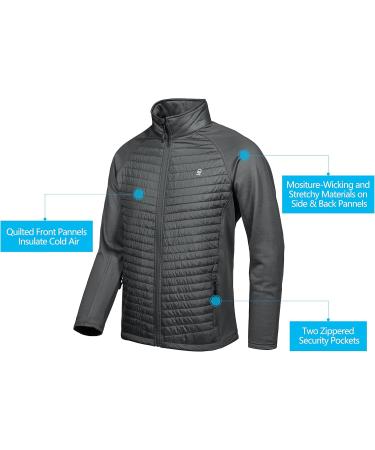 Buy Little Donkey Andy Insulated Hiking Jacket for Men - Breathable Thermal Running Hybrid - Lightweight & Warm in N-Gray | International Shipping Available - Buy Online on GoSupps.com