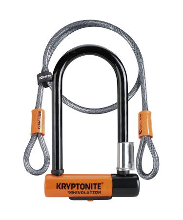 Kryptonite Evolution Mini-7 Bike U-Lock with Cable, Heavy Duty Anti-Theft Bicycle U Lock, 13mm Shackle and 10mm x4ft Length Security Cable with Mounting Bracket and Keys Mini_7_w_cable