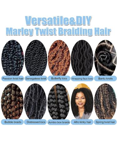Marley Twist Braiding Hair 12 Inch - Ideal for Faux Locs, Passion Twist, Butterfly Locs - Afro Kinky Curly Hair Extensions - Buy Online on GoSupps.com