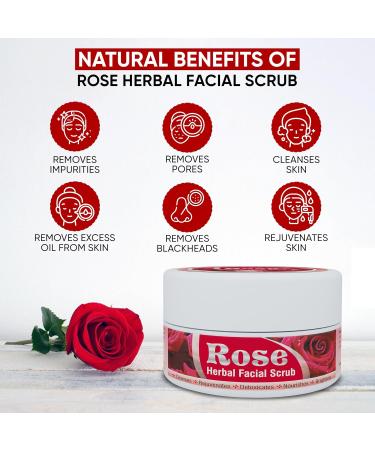 Rose Herbal Facial Scrub - All Natural Exfoliating Rose Scrub for Men & Women | 5.30 oz | Nourishing & Cleansing Body Wash - Buy Online on GoSupps.com