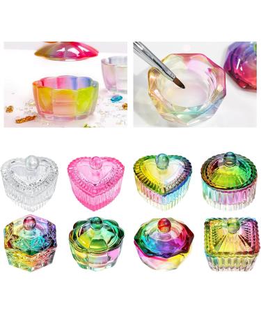 Nails Art Glass Dappen Dish Crystal Glass Dish Nails Art Dappen Dish With Lid Heart Shaped Liquids Crystal Cup - Buy Online on GoSupps.com