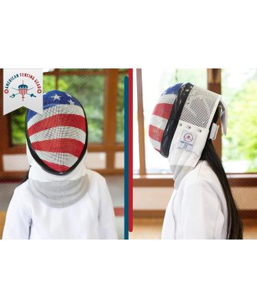 USA Flag Design Foil Fencing Mask with CE350N Certification | Anti-Glare Finish & Padded Bib | X-Small Size with Adjustable Strap - Buy Online on GoSupps.com