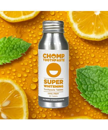 Chomp Super Whitening Cool Fruit Toothpaste Tablets - Nano Hydroxyapatite for Bright Smiles - International Shipping Available - Buy Online on GoSupps.com