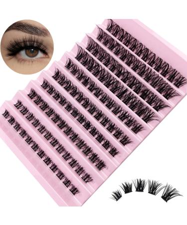 Bransfy Cluster Lashes D Curl 120 Pcs Individual Lash Clusters False Eyelashes Extension Natural Look Reusable Mix DIY Eyelash Extension Super Thin Band Soft & Comfortable(B02-0.07 D 8-16mm) Fluffy Clusters