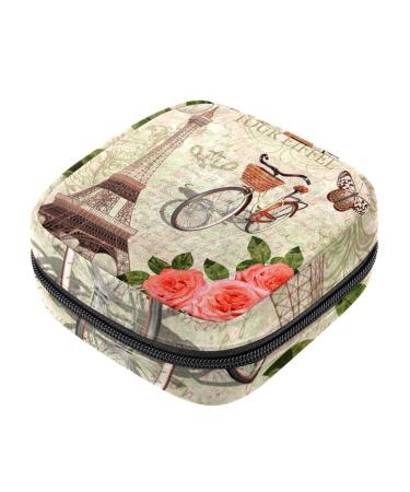 Eiffel tower butterfly rose pink ladies bandage storage bag menstruation pad bag pocket portable menstrual cup pocket with zipper for teenage girls women women women