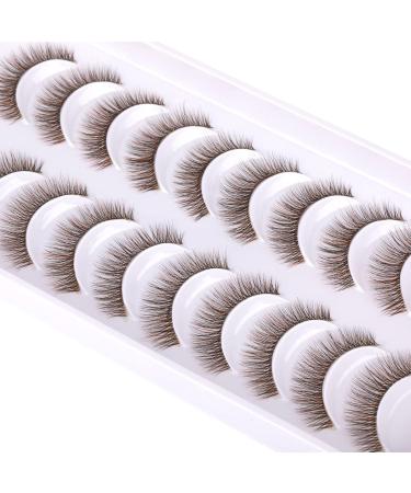 Geeneiya 13mm Short Brown Wispy Mink Lashes - 10 Pairs 3D Colored False Eyelashes for Natural Look - Buy Online on GoSupps.com