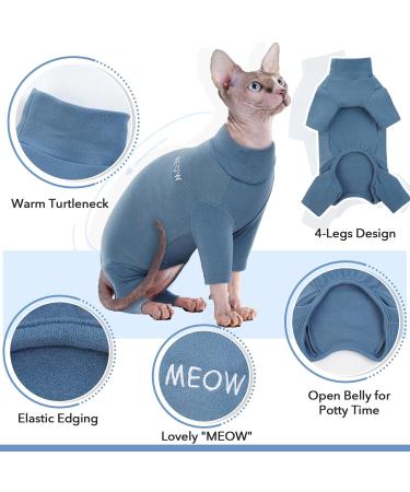 Shop XL Blue Sphynx Cat Sweater - Warm Turtleneck Jumper & Coat for Hairless Cats & Kittens | International Shipping Available - Buy Online on GoSupps.com