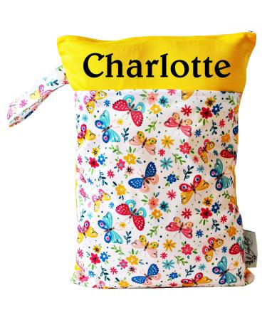 In Germany names wetbag naspasche with 2 separate subjects as a diaper bag in kindergarten or on the go (butterflies)