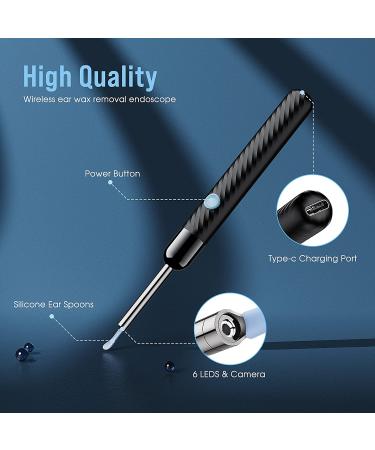 Ear Wax Removal Kit with Camera and 8 Pcs Ear Set - Ear Cleaner with Light - Earwax Remover Tool for iOS & Android - Black - Buy Online on GoSupps.com