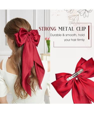 Lolalet 3 Pack Satin Hair Bows for Women and Girls - Black/White/Red - Buy Online on GoSupps.com