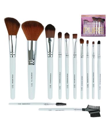 12pc Complete Makeup Brush Set Premium Synthetic Bristles Blending Brush Bronzer Brush Foundation Brush Eyeshadow Brush Face Powder Blush Concealer Eyeshadow Brush Set