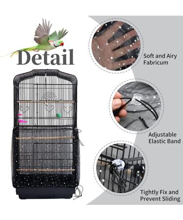 Daoeny 2Pcs Adjustable Bird Cage Cover | Upgraded Airy Nylon Mesh Parrot Net with Sequins | Seed & Feather Catcher for Parakeet Macaw | Soft & Universal Birdcage Cover Skirt | 78.7 x 15.7 Inch - Buy Online on GoSupps.com