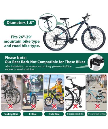 Universal Bike Rear Rack - 165 LB Capacity Aluminum Alloy with Free Bungee Cord & Waterproof Cover - Quick Release Adjustable MTB Bike Basket - Buy Online on GoSupps.com