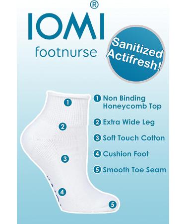 IOMI 3-Pack Extra Wide Padded Cotton Low Cut Diabetic Socks 10-12 White - Buy Online on GoSupps.com