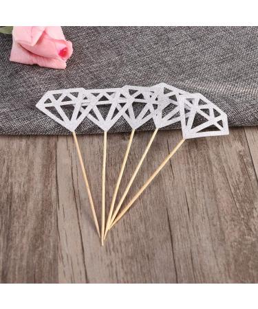 STAHAD 50pcs Baby Shower Glitter Cupcake Toppers Birthday Anniversary Cake Picks Happy Wedding Decor Wedding D cor Party Food Picks Fruits Toothpicks Muffin Picks Decorations Diamond Silver medium - Buy Online on GoSupps.com