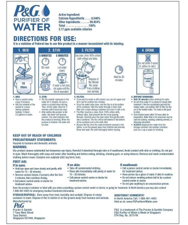 P&G Purifier of Water Portable Water Purifier Packets - Emergency Filter Powder Packs for Camping, Hiking, Backpacking, and Traveling (12 Pack) - Buy Online on GoSupps.com