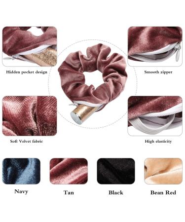 Jaolex 4 Pack Hair Scrunchies with Zipper Pocket - Velvet Elastic Hair Bands - Buy Online on GoSupps.com