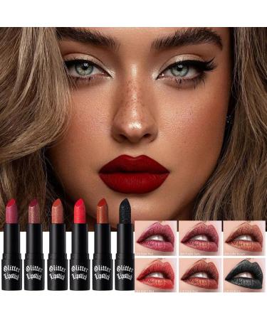  Generisch Set of 6 glittery lipsticks glossy smudge-proof long-lasting water-resistant for women for everyday wear leisure and events - Buy Online on GoSupps.com