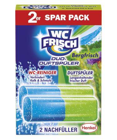 WC FRISCH Duo-Scented Rinse Bergfrisch refill pack 2 pieces toilet cleaner and toilet fragrance stone more freshness for the toilet