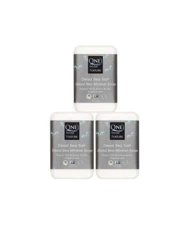 Dead SEA Salt SOAP 3 PK - Shea Butter, Argan Oil, Magnesium, Sulfur, Minerals. All Skin Types, Problem Skin. Therapeutic, Natural, Fragrance Free, 4 oz Bars 4 Ounce (Pack of 3)