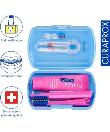 Curaprox Travel Set Ortho Blue - Travel Toothbrush Interdental Brush 10ml Toothpaste & Travel Box | Best International Shipping - Buy Online on GoSupps.com