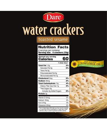 Dare Toasted Sesame Water Crackers - Healthy Entertaining Snacks with 0g Trans & Saturated Fat - 4.4oz (Pack of 6) - Buy Online on GoSupps.com