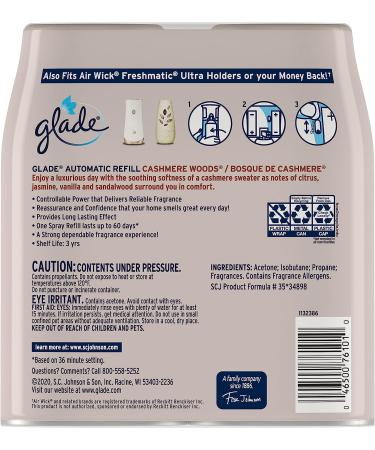 Glade Automatic Spray Refill, Air Freshener for Home and Bathroom, Cashmere Woods, 6.2 Oz, 2 Count - Buy Online on GoSupps.com