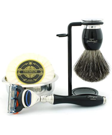 5 Pc Men's Shaving Kit - Edge Razor Badger Hair Brush Stand Soap & Bowl | Perfect Grooming Set for Men - Buy Online on GoSupps.com
