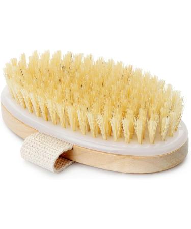Organic Body Brush for Dry Skin - Lymphatic Drainage & Cellulite Treatment with Natural Wild Boar Bristles | Spa Peeling & Massage - Medium Oval - Buy Online on GoSupps.com