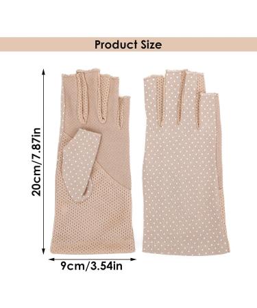 Yolev Women's Anti-UV Fingerless Gloves - Sun Protection Bicycle Riding Gloves - Summer Outdoor Cycling Gear in Khaki - Buy Online on GoSupps.com